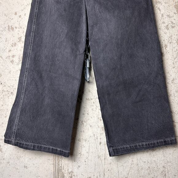 JNCO Jeans Y2K RARE Tribal Skeletal Dragon Embroidered 29" x 30" Skate Denim - Picture 3 of 6